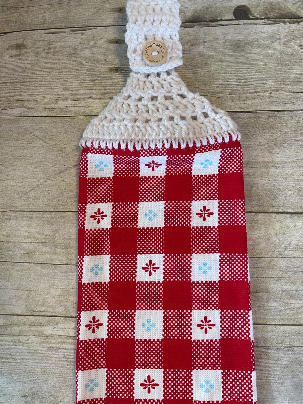 Pioneer Woman Crochet Top Kitchen Towel Single Thickness Red& White